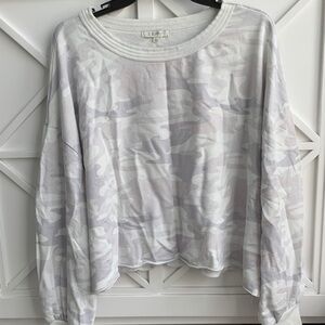 Z Supply White and Gray Camo Sweatshirt